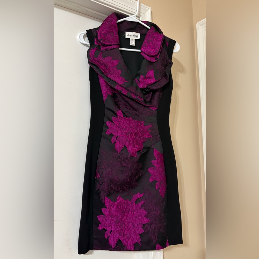 Joseph Ribkoff Size Us 6 Purple Black Jacquard Dress